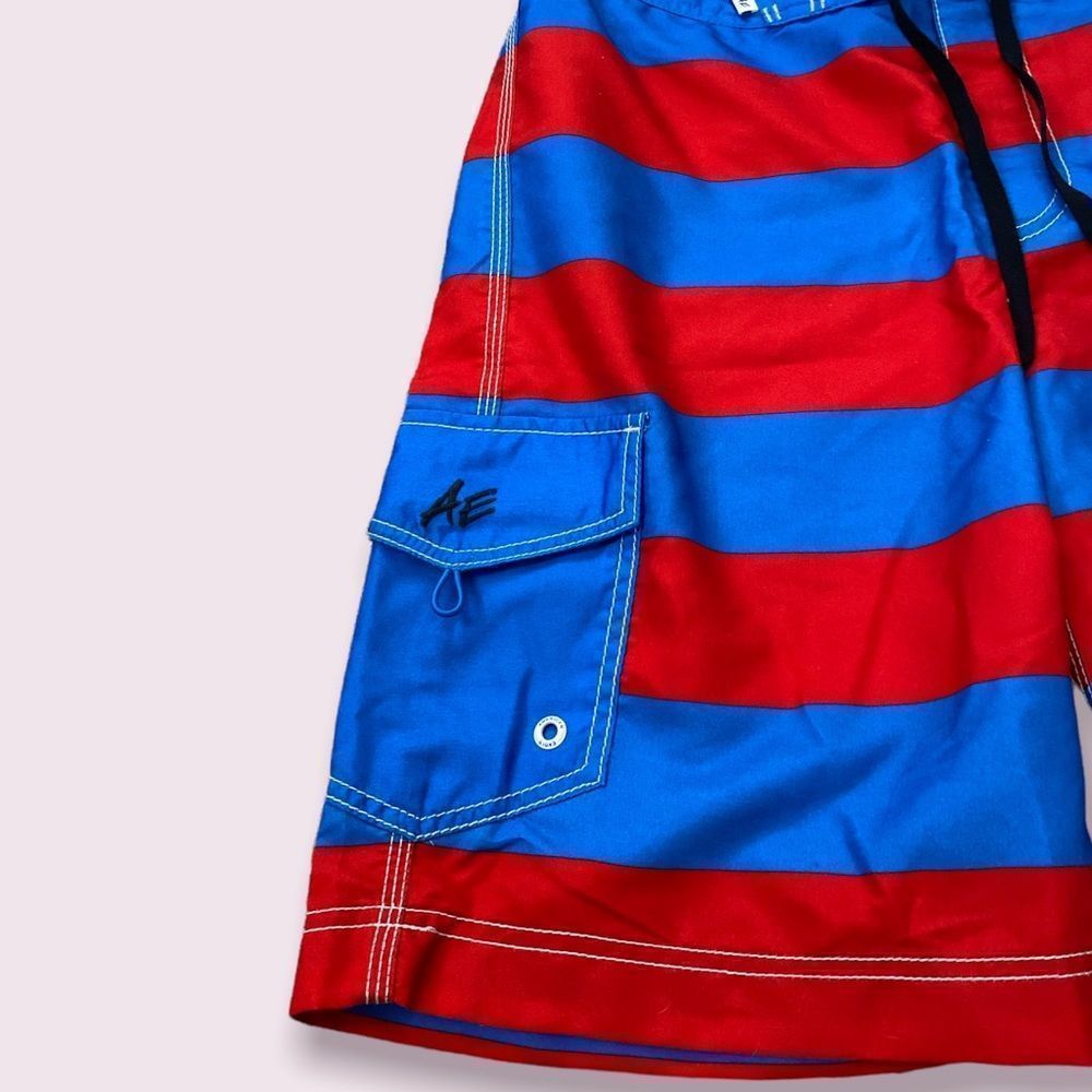 Red and Blue Striped American Eagle Outfitters Board Shorts - Size M - Picture 5 of 10